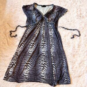 Vintage Y2K Club Tiger Print Trashy Rave Babydoll Jersey Shore Mini Dress